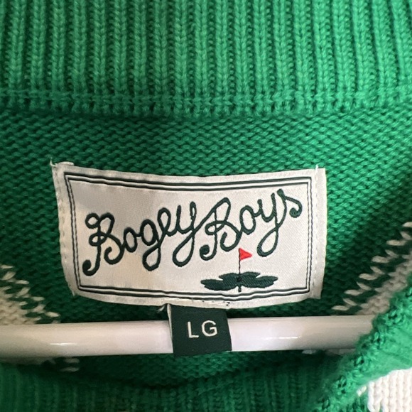 Bogey Boy Golf Sweater Men's L Rhombus Diamond Sweater Green NWT - Picture 2 of 6